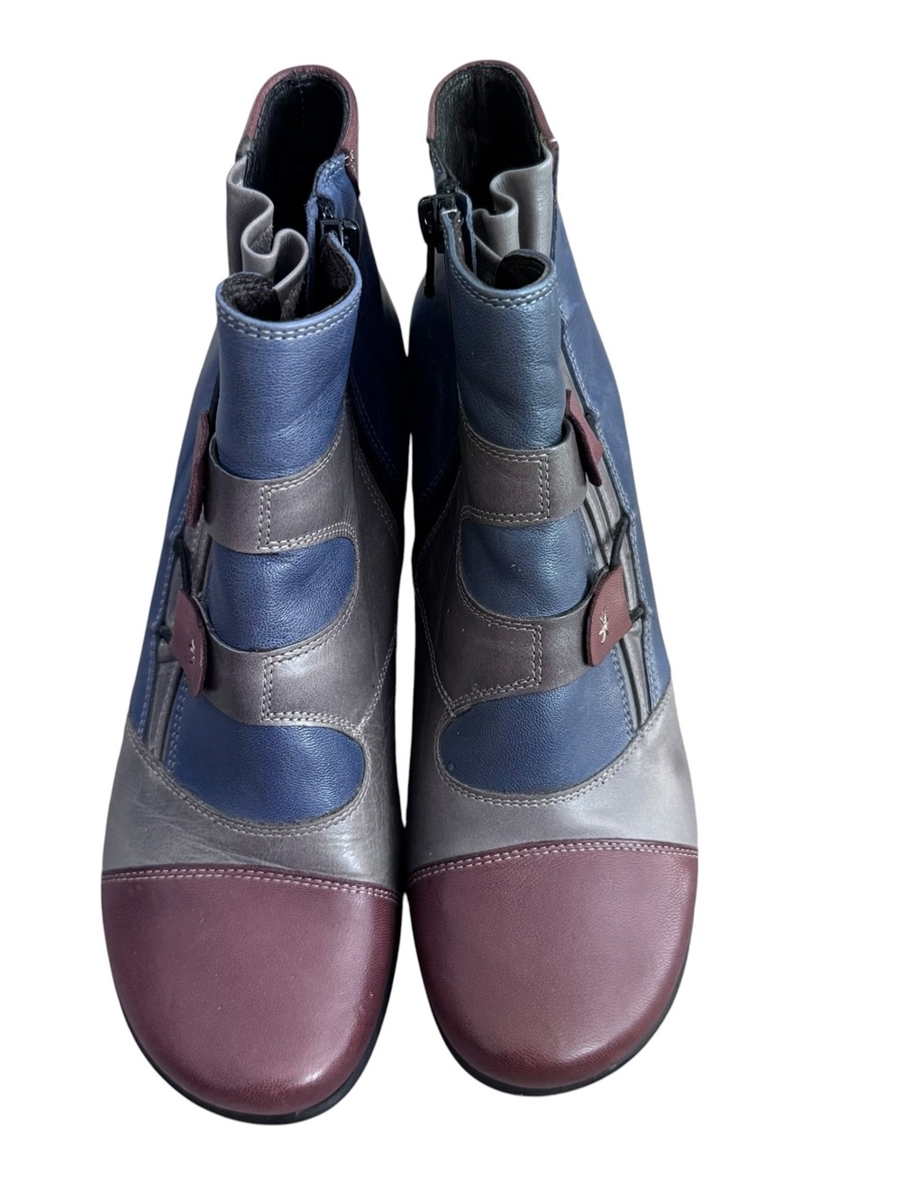 Anthropologie Fidji Leather Booties Ankle Boots Size 36.5 Multi Color Side Zip - Picture 2 of 11